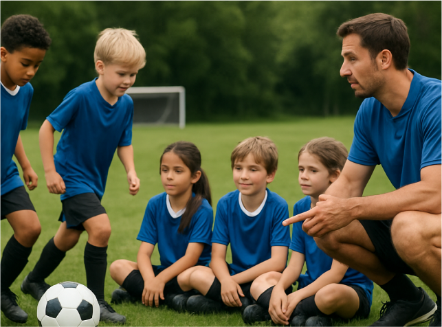 Young children learning football